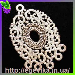 Купить Коннектор, 6 отворів, колір античне срібло, 35х22х1 мм