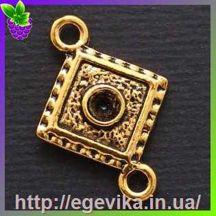 Купить Коннектор, 2 отворів, колір античне золото, 21х15х2 мм