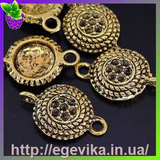 Купить Коннектор, 2 отворів, колір античне золото, 22х13х5 мм