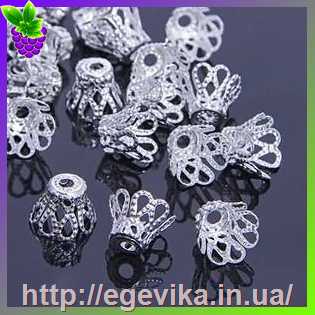 Купить Концевик конус, колір срібло, 8х6 мм