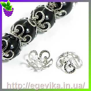 Купить Обниматель, шапочка для бусин, колір платина, 10х4 мм