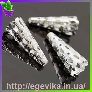 Купить Концевик конус, шапочка для бусин, колір срібло, 9х22 мм