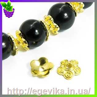 Купить Обниматель, шапочка для бусин, колір  золото, 10х4 мм