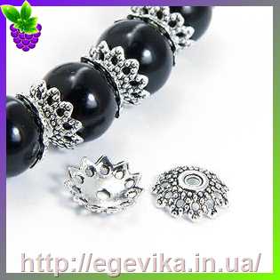 Купить Обниматель, шапочка для бусин, колір  античне срібло, 11,5х3 мм