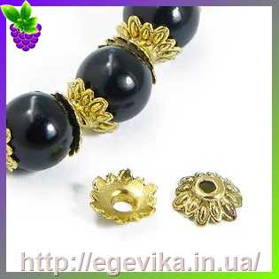 Купить Обниматель, шапочка для бусин, колір античне золото, 8х2,5 мм