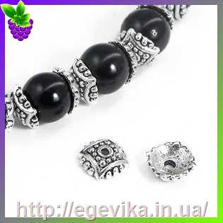 Купить Обниматель, шапочка для бусин, цвет античное серебро, 7,5х2,5 мм