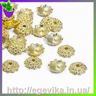 Купить Обниматель, шапочка для бусин, колір золото, 11х3,5 мм