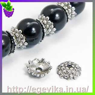 Купить Обниматель, шапочка для бусин, колір античне срібло, 11х3,5 мм