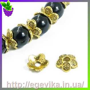 Купить Обниматель, шапочка для бусин, колір золото, 8х2 мм