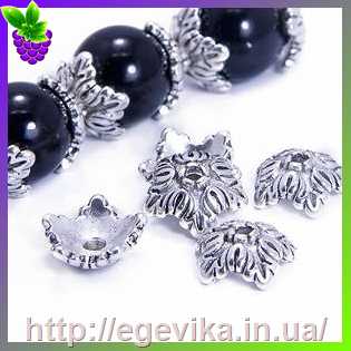 Купить Обниматель, шапочка для бусин, колір античне срібло, 10х4 мм