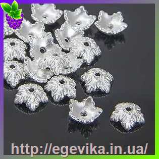 Купить Обниматель, шапочка для бусин, цвет серебро, 10х4 мм