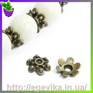 Купить Обниматель, шапочка для бусин, цвет бронза, 10х3 мм