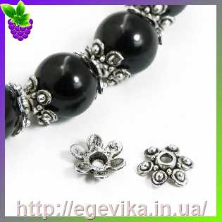 Купить Обниматель, шапочка для бусин, колір античне срібло, 10х3 мм