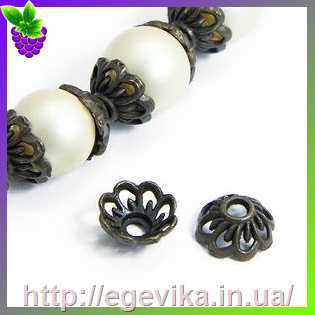 Купить Обниматель, шапочка для бусин, цвет бронза, 9х4 мм