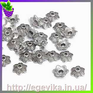 Купить Обниматель, шапочка для бусин, колір античне срібло, 10,5х3,5 мм