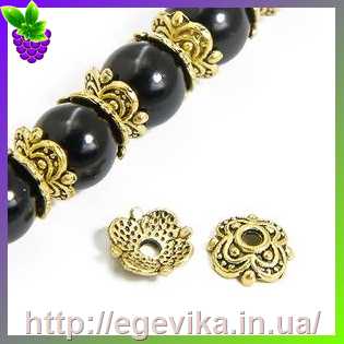 Купить Обниматель, шапочка для бусин, цвет античное золото, 8х8х2 мм