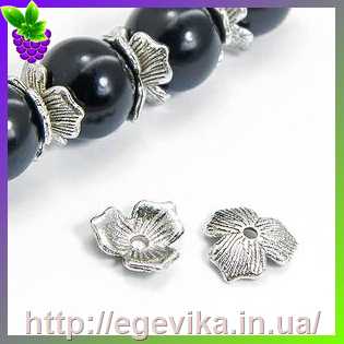 Купить Обниматель, шапочка для бусин, колір античне срібло, 11х2,5 мм