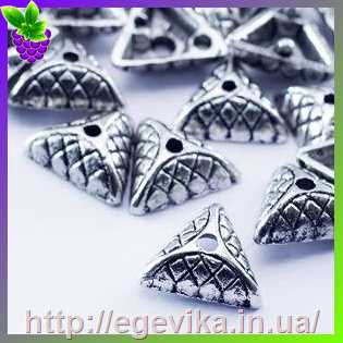 Купить Обниматель, шапочка для бусин, колір античне срібло, 10х4 мм