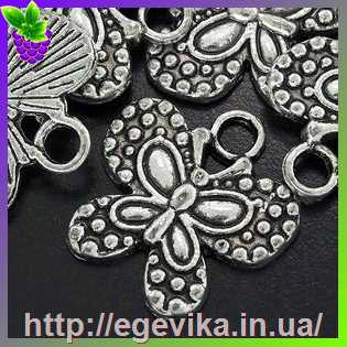 Купить Кулон-Підвіска, метелик, колір античне срібло, 15х18х2 мм