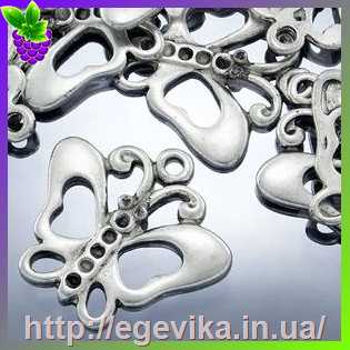 Купить Кулон-Підвіска, метелик, колір платина, 22х24х3 мм