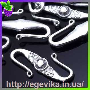 Купить Застібка гачок, колір срібло, 31х12х2 мм