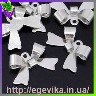 Купить Кулон-Підвіска, бантик, колір срібло, 16х10х3,5 мм