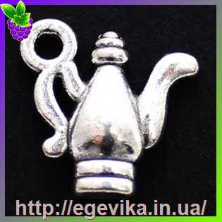 Купить Кулон-Підвіска, чайник, колір античне срібло, 14х14х4 мм