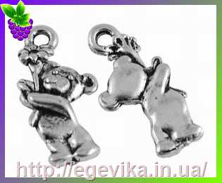 Купить Кулон-Підвіска, ведмідь, колір античне срібло, 20х10х3 мм