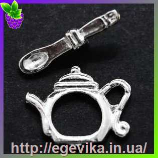 Купить Застібка тогл, колір срібло, 17х13,5 мм