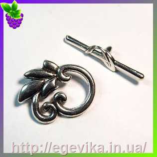 Купить Застібка тогл, колір античне срібло, 24х19 мм