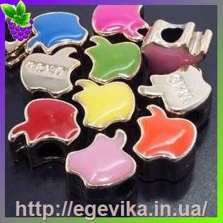 Купить Бусина пандора, акрил, форма яблуко, 18х14х8 мм