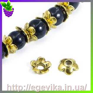 Купить Обниматель, шапочка для бусин, колір античне золото, 6,5х2 мм, 4 шт