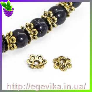 Купить Обниматель, шапочка для бусин, колір античне золото, 6х1,5 мм, 4 шт