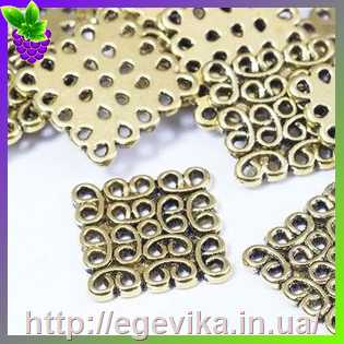 Купить Коннектор, 16 отворів, колір античне золото, 15х15х1,5 мм