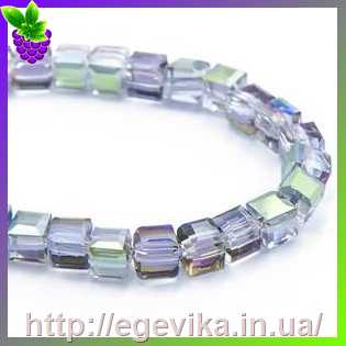 Купить Бусина квадратная, стекло, цвет бесцветный, 4х4х4 мм