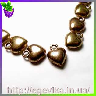 Купить Кулон-Підвіска, серце, колір античне золото, 13х10х5 мм