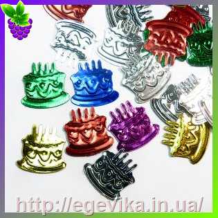 Купить Пайетки, тортик зі свічами, колір микс 5 г