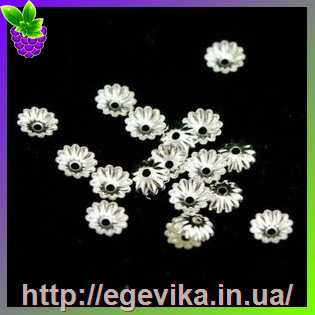 Купить Обниматель, шапочка для бусин, колір срібло, 5х1,5 мм, 10 шт