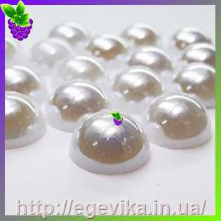 Купить Кабошон половина акрилової бусини, колір білий (перли перламутрові), 5 мм, пакет 10 шт