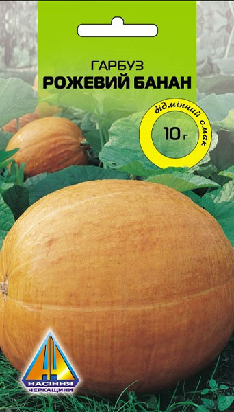<span>Гарбуз</span>  Рожевий банан (10г), середньоранній, плід масою 7–12кг