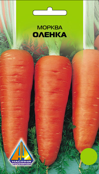<span>Морква</span>  Оленка (10г), ранньостигла, коренеплід 10-12см, діаметром 5-7см