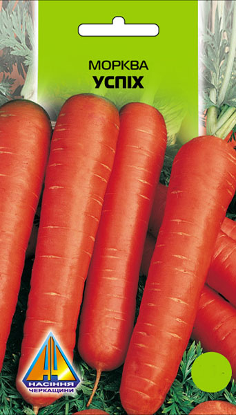 <span>Морква</span>  Успіх (10г), пізньостигла, коренеплід до 24см, масою 200-250г
