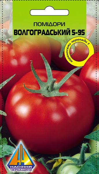 <span>Помідори</span>  Волгоградський 5/95 (0,2г), середньопізній, кущ висотою до 0,7м, плоди масою до 150г