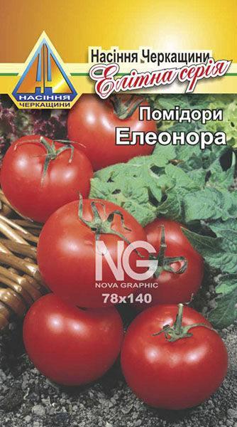 <span>Помідори</span>  Елеонора (0.2г), ранньостиглий, кущ висотою 0,4-0,6м, плоди масою 80-90г
