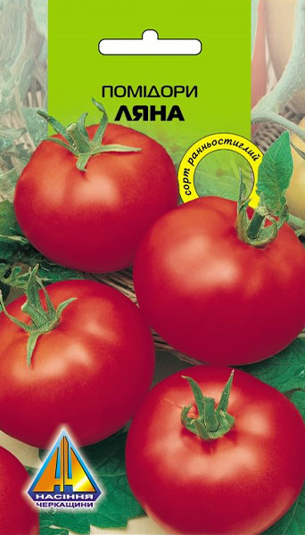 <span>Помідори</span>  Ляна Червоний (0,3г), ранньостиглий, кущ висотою 0,5-0,6м, плоди масою 65-80г