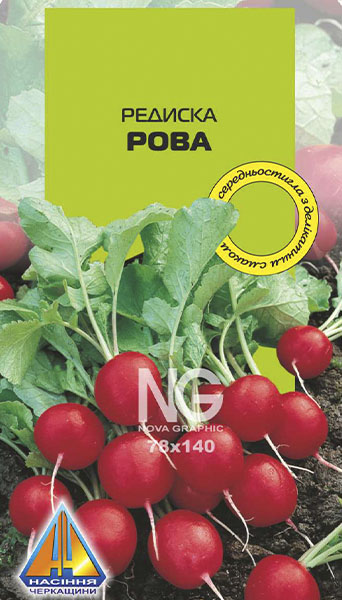 <span>Редиска</span>  Рова (3г), середньостигла, коренеплоди масою 20-30г