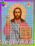 Схема, часткова вишивка бісером, габардин, ікона "Ісус Христос Господь Вседержитель"