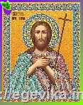 Схема, частичная вышивка бисером, холст/атлас, икона "Св. Иоанн Предтеча (Иван)"