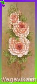 Схема, частичная вышивка бисером, атлас, "Персиковые розы" ("Персиковые лепестки")