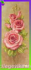 Схема, частичная вышивка бисером, атлас, "Розовые розы" ("Розовые лепестки")